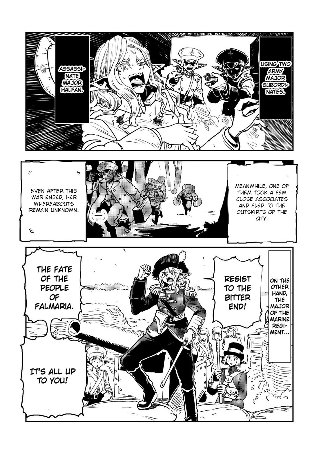 History of the Kingdom of the Orcsen: How the Barbarian Orcish Nation Came to Burn Down the Peaceful Elfland Chapter 18 page 38 - Chapter 18: The Siege of Falmaria