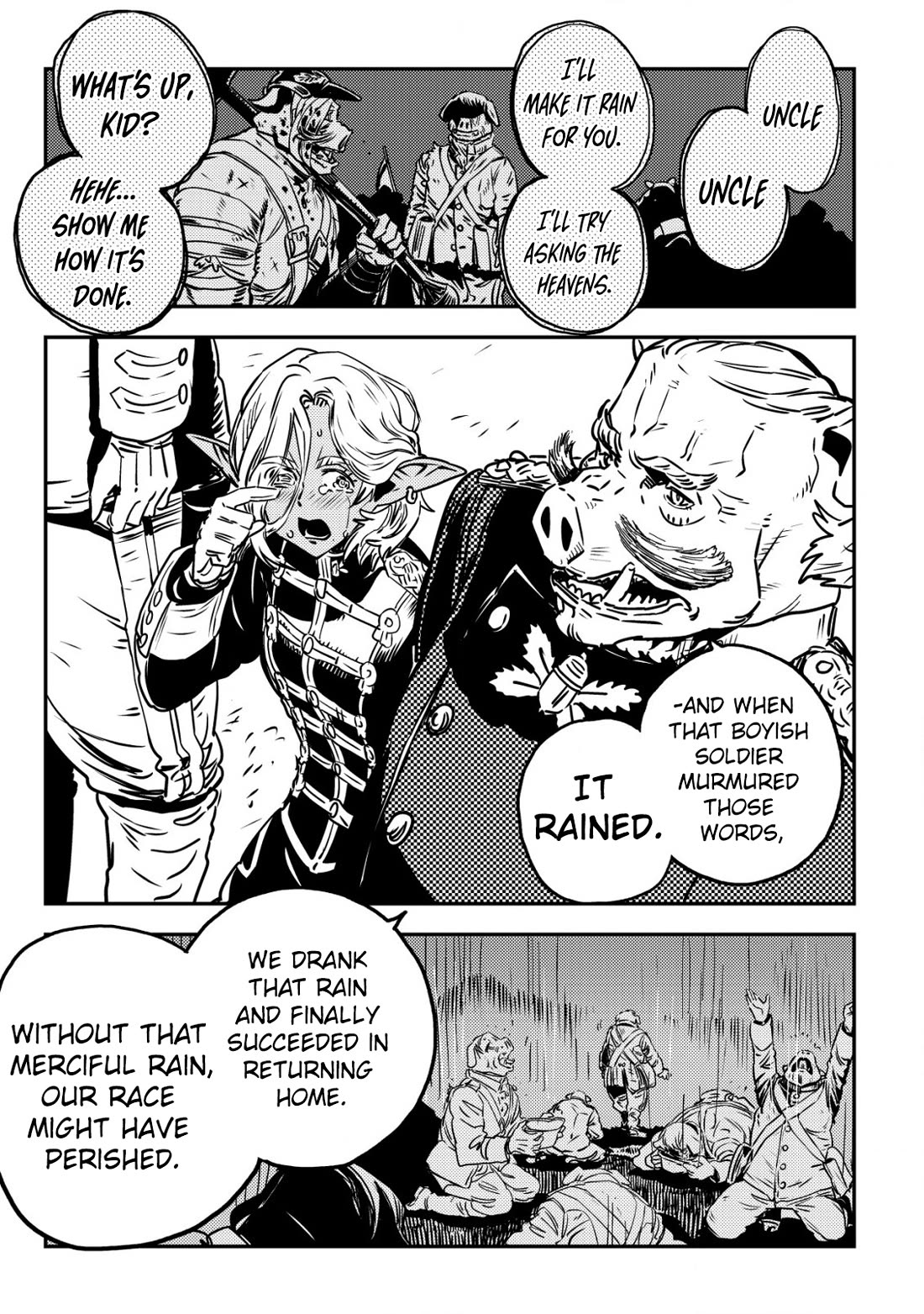 History of the Kingdom of the Orcsen: How the Barbarian Orcish Nation Came to Burn Down the Peaceful Elfland Chapter 5 page 40 - Chapter 5: When it Rains (Part 1)
