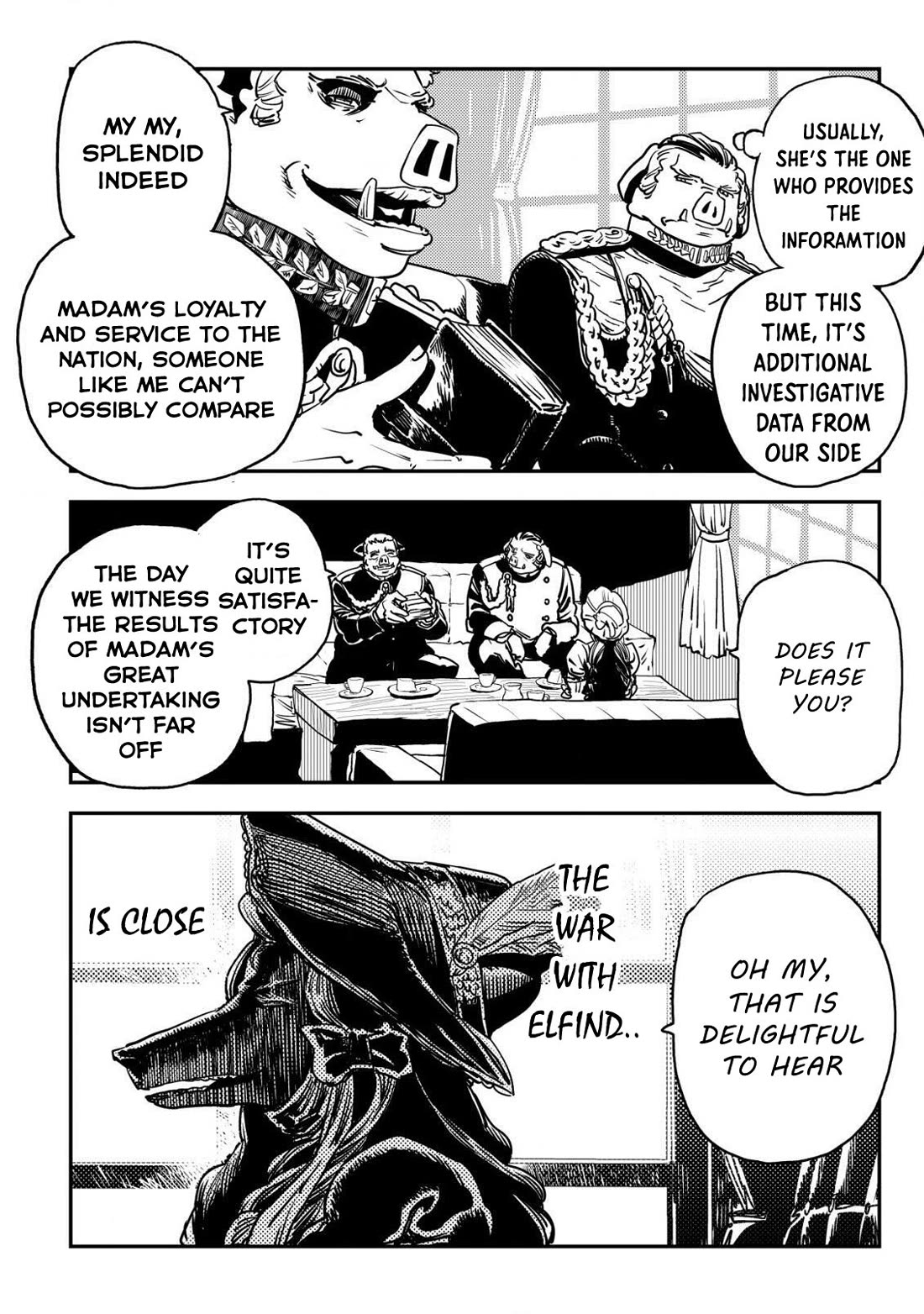 History of the Kingdom of the Orcsen: How the Barbarian Orcish Nation Came to Burn Down the Peaceful Elfland Chapter 9 page 13 - Chapter 9: The Fierce Boars