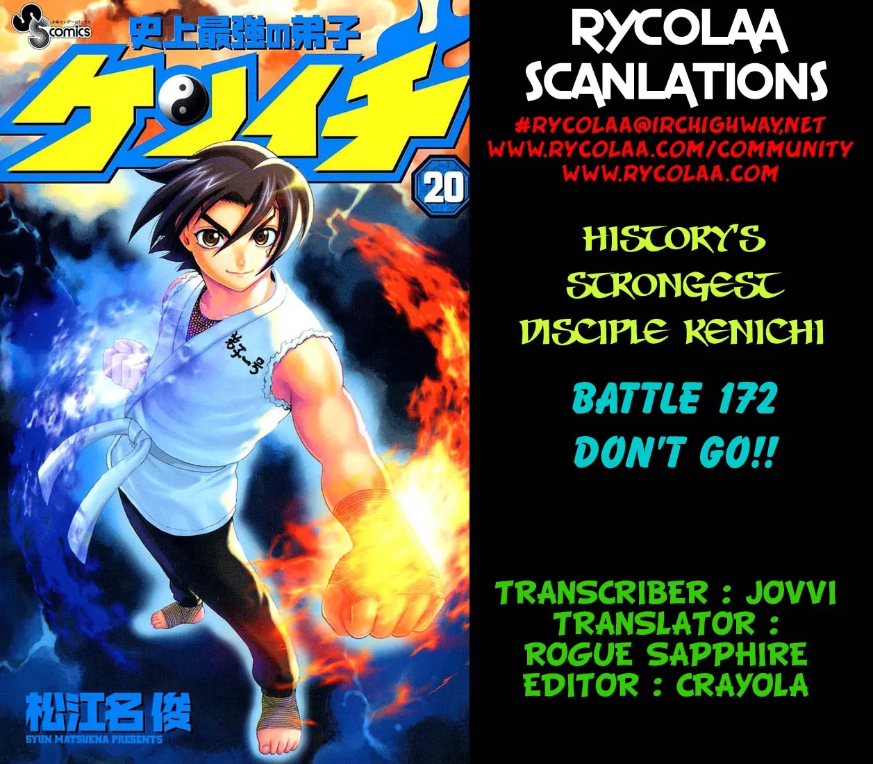 History's Strongest Disciple Kenichi Chapter 172 page 1 - Chapter 172: Don't Go!!