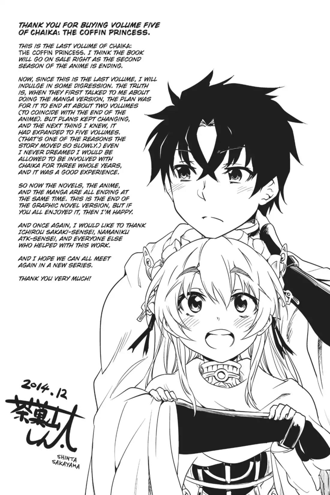 Hitsugime no Chaika Chapter 31.5 page 2 - Vol.5 Afterword [END]