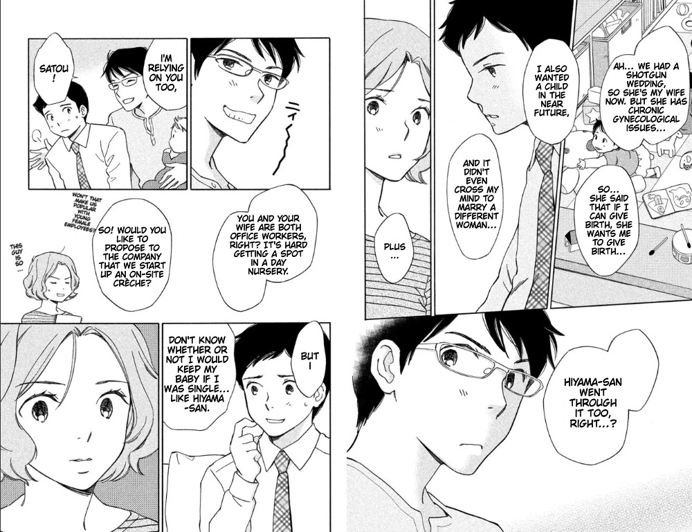 Hiyama Kentarou no Ninshin Chapter 6.5 page 8 - Chapter 6.5: Bonus: Seto Aki's "Father-to-Be" Interview Notes