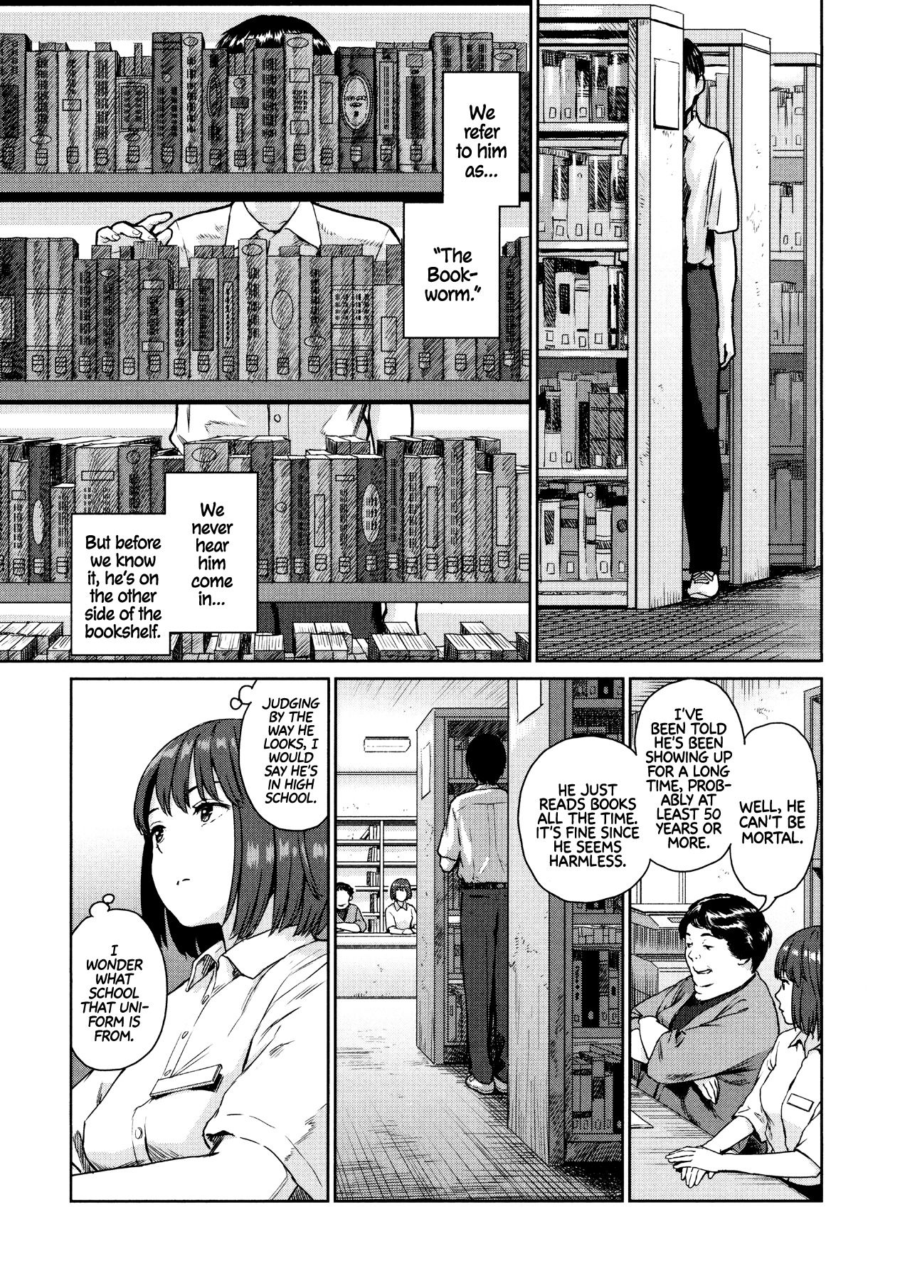 Horror Anthology Comic Shikaku Chapter 4 page 4 - Chapter 4: The Bookworm (Amagappa Shoujogun)