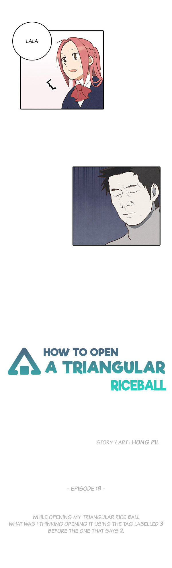 How to Open a Triangular Riceball Chapter 18 page 3 - Chapter 18 : While opening my triangular rice ball what was i thinking opening it using the tag labelled 3 before