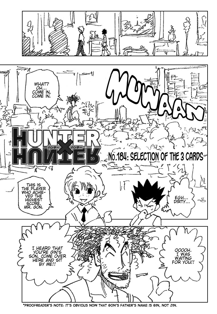 Hunter X Hunter Chapter 184 page 1 - Chapter 184: The Choice of Three Cards