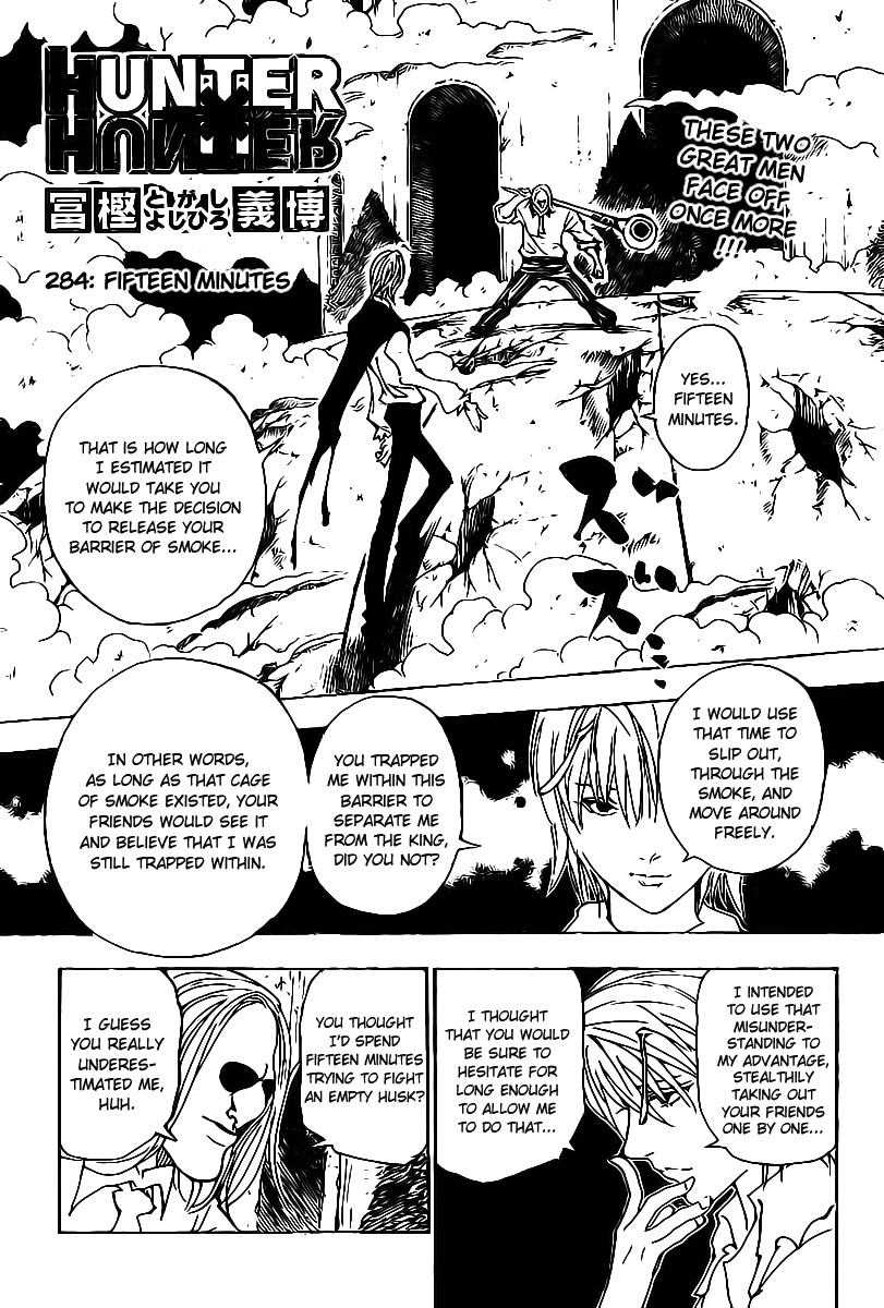 Hunter X Hunter Chapter 284 page 1 - Chapter 284: Fifteen Minutes