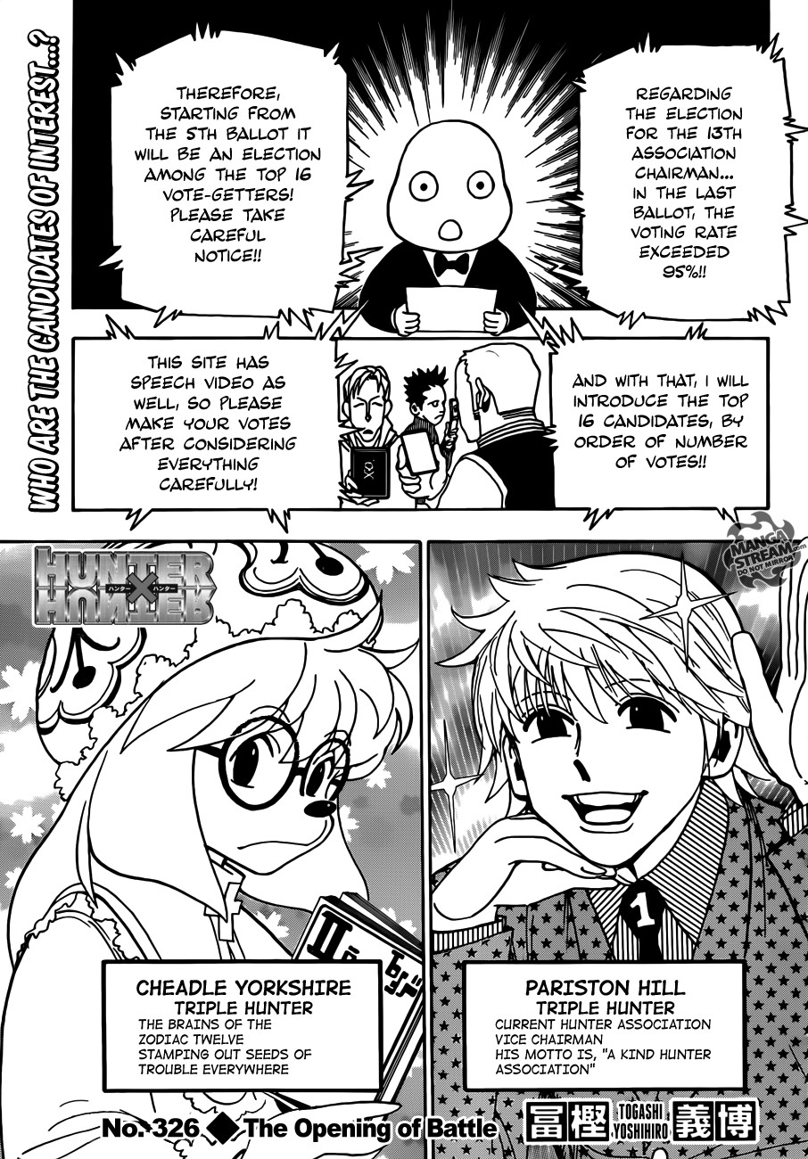 Hunter X Hunter Chapter 326 page 1 - Chapter 326: Open Hostilities