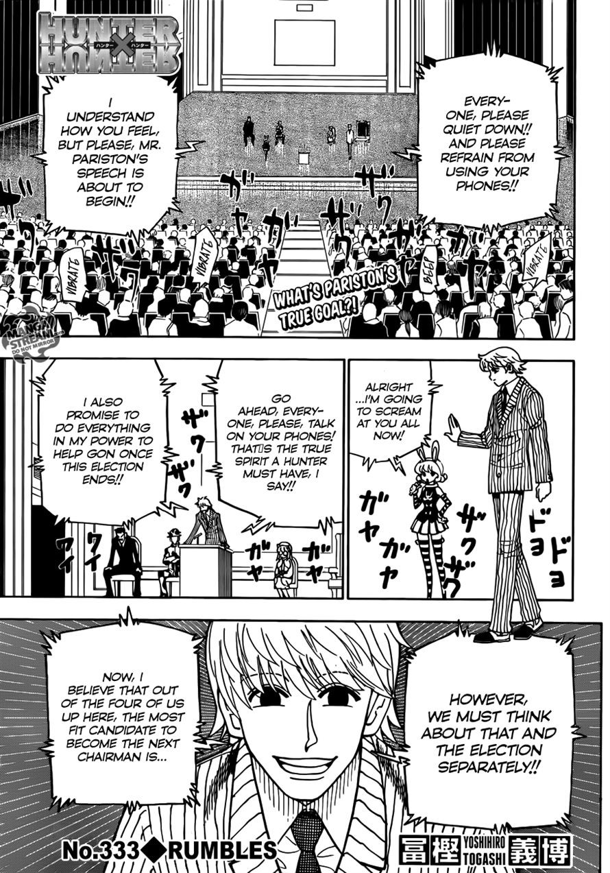 Hunter X Hunter Chapter 333 page 1 - Chapter 333: Rumble