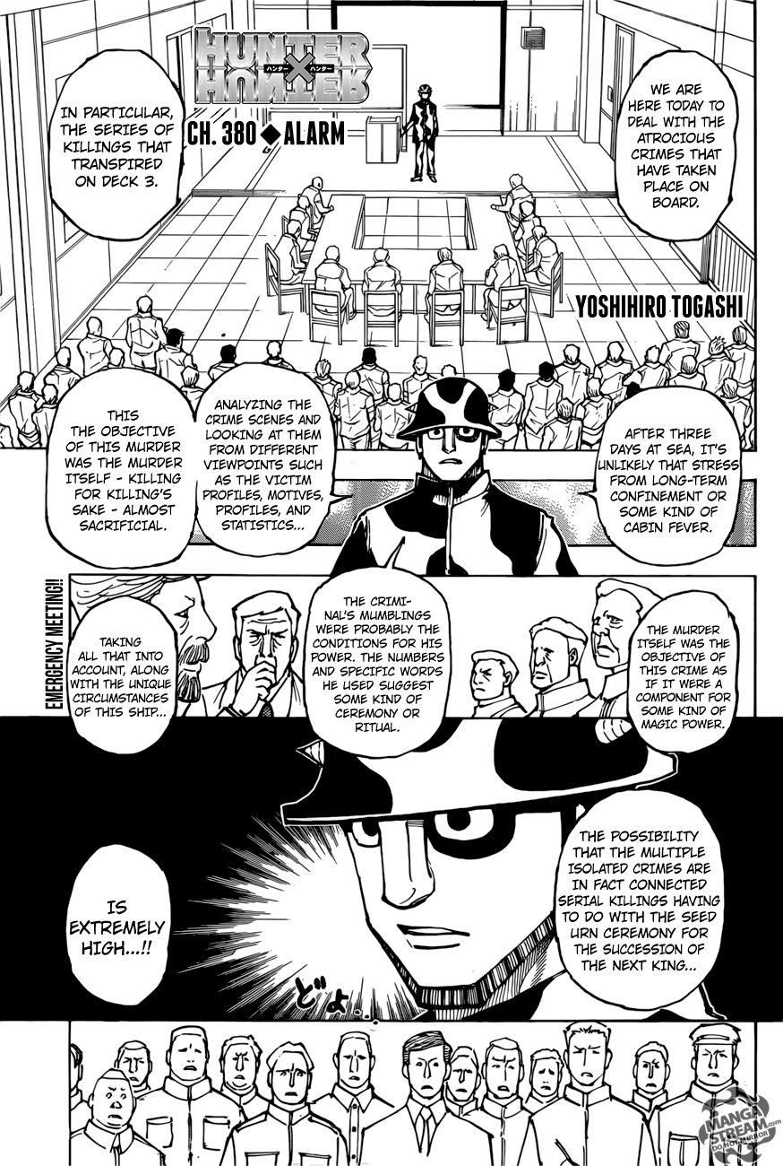 Hunter X Hunter Chapter 380 page 1 - Chapter 380: Alarm