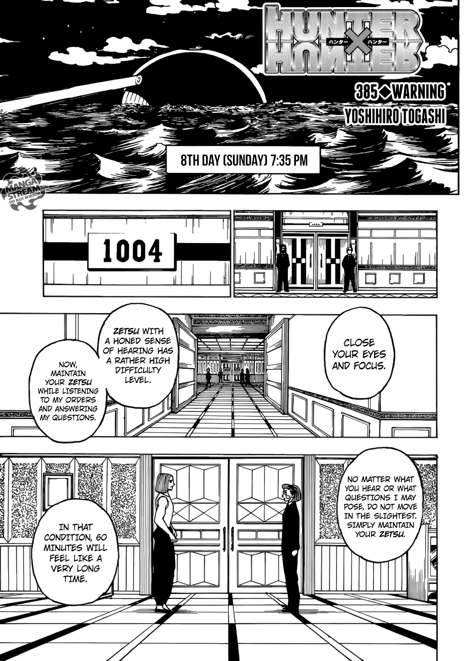 Hunter X Hunter Chapter 385 page 1 - Chapter 385: Warning