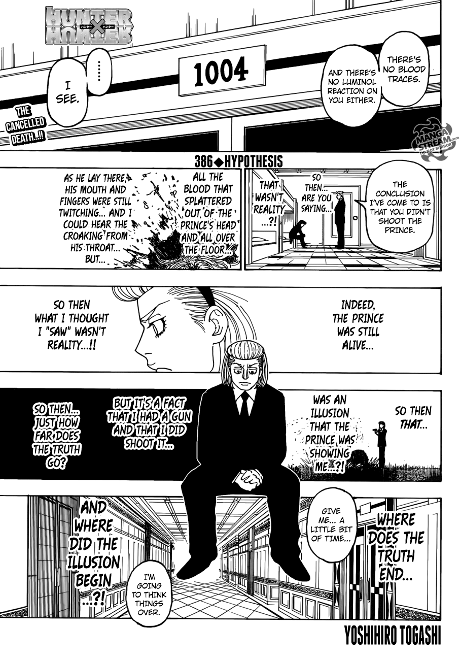 Hunter X Hunter Chapter 386 page 1 - Chapter 386: Hypothesis