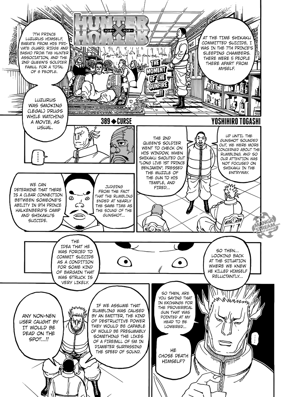 Hunter X Hunter Chapter 389 page 1 - Chapter 389: Curse