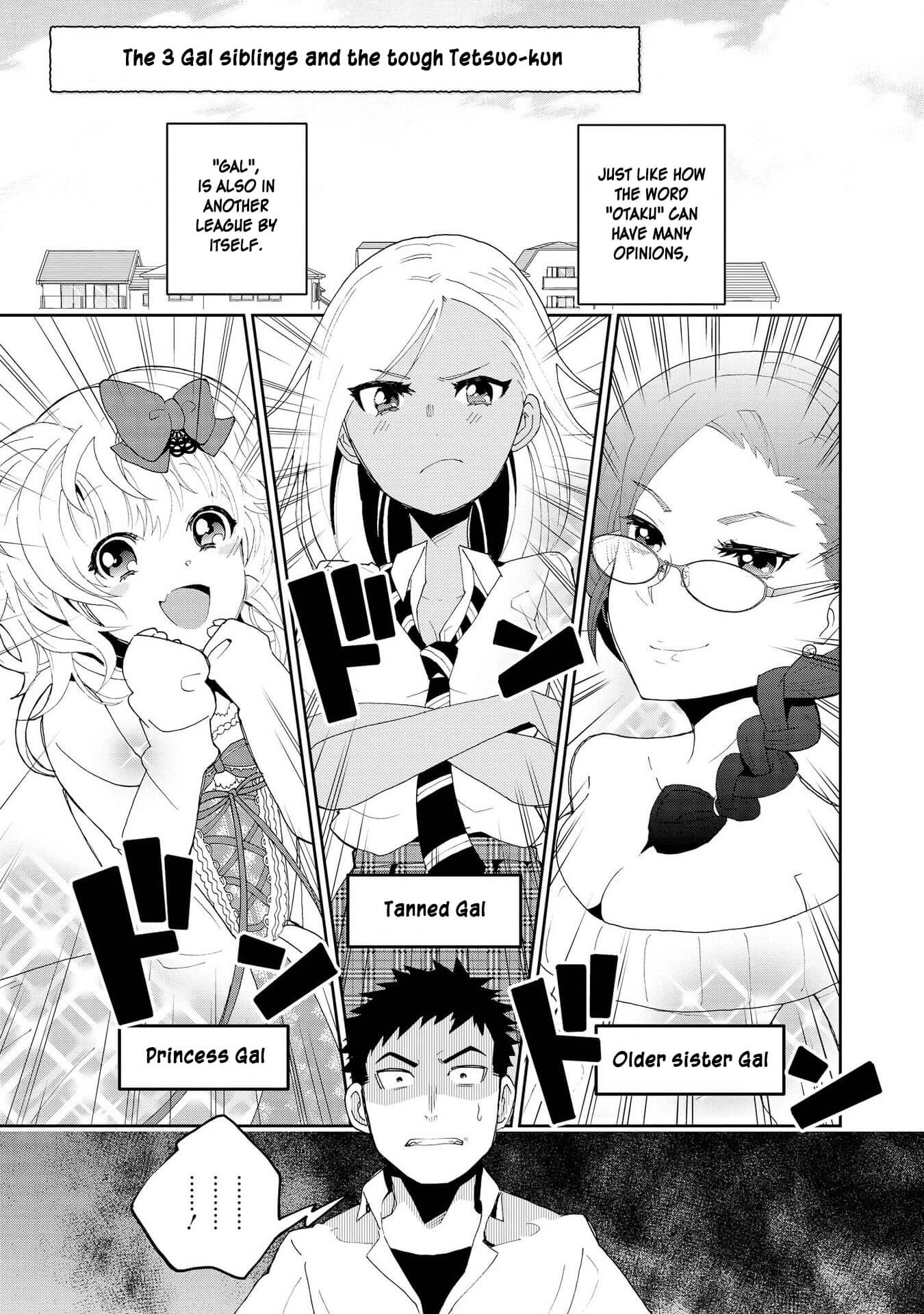 Hyottoshite Gyaru wa Orera ni Yasashii no Dewa? Anthology Comic Chapter 2 page 1 - Chapter 2: The 3 Gal siblings and the tough Tetsuo-kun
