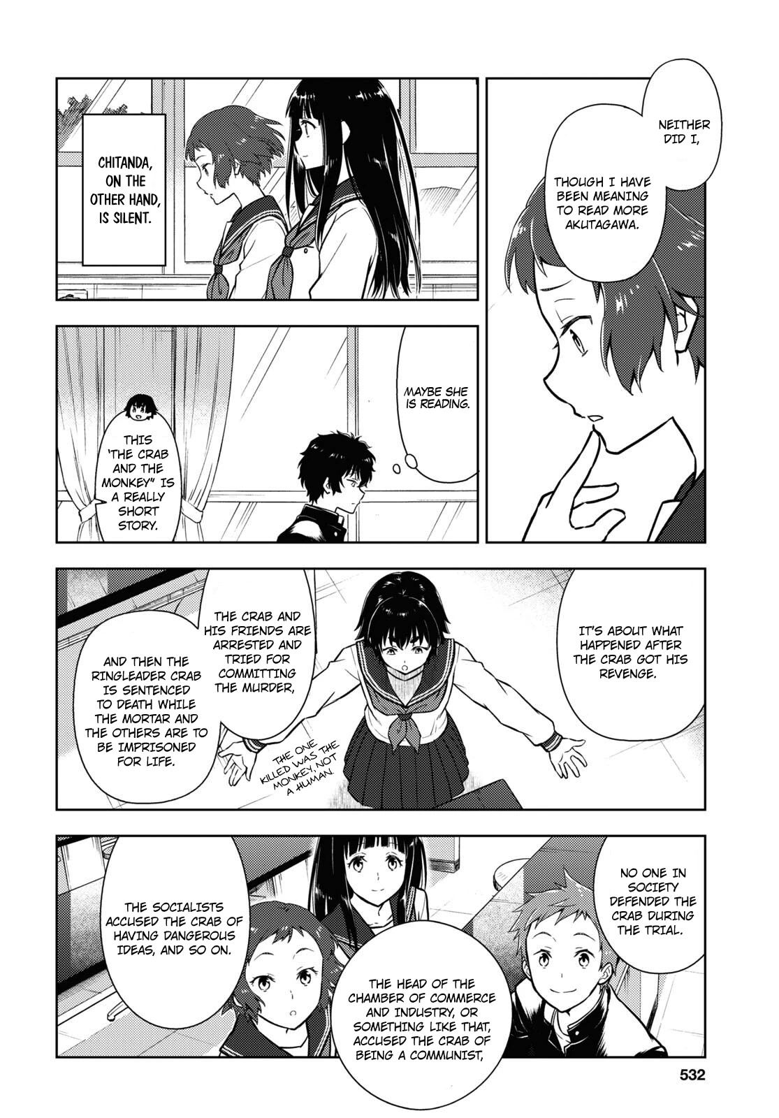 Hyouka Chapter 111 page 6 - Chapter 111: The Tiger and the Crab, or The Murder of Oreki Houtarou ④