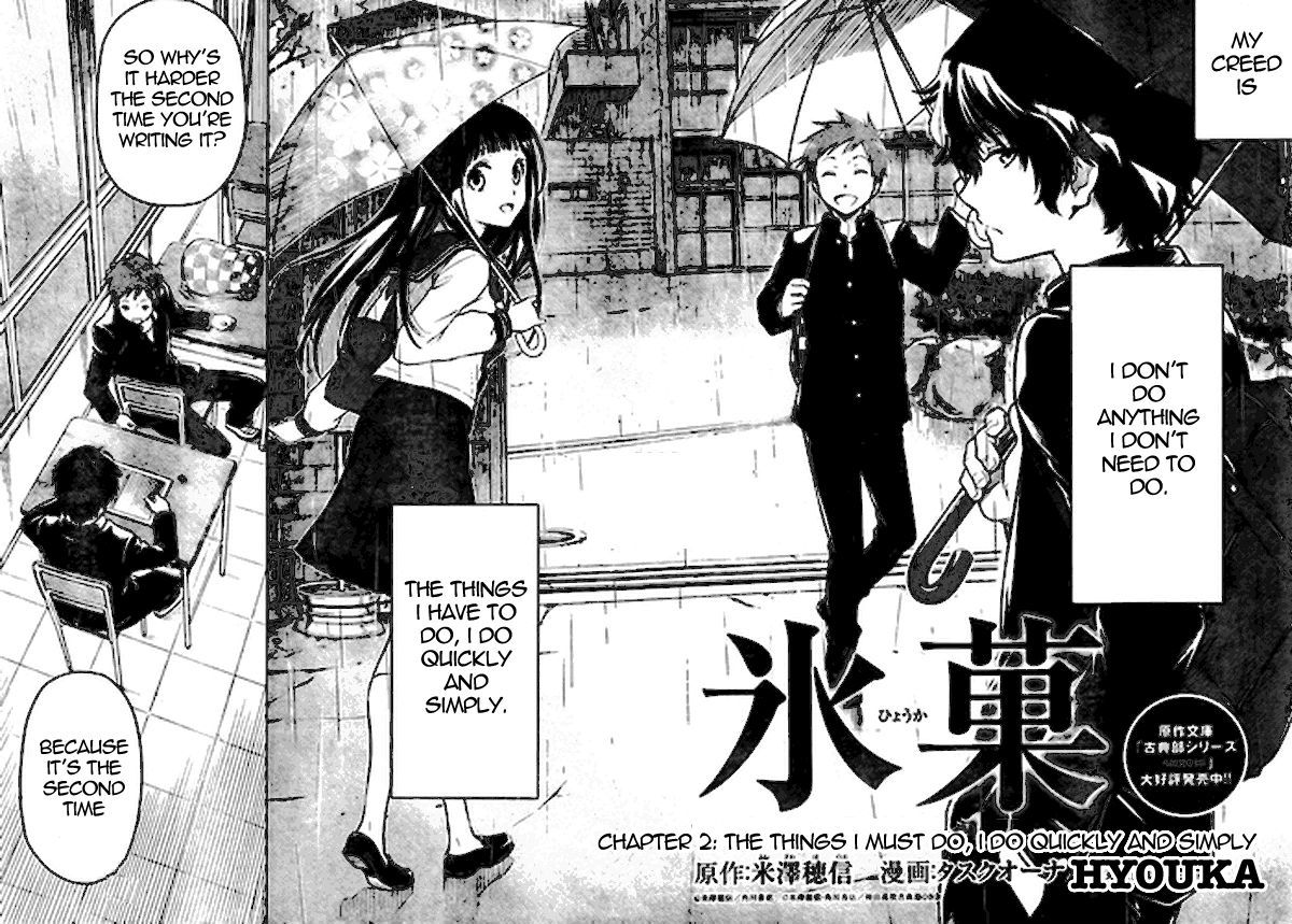 Hyouka Chapter 2 page 2 - Chapter 2 : The Things I Must Do, I Do Quickly And Simply