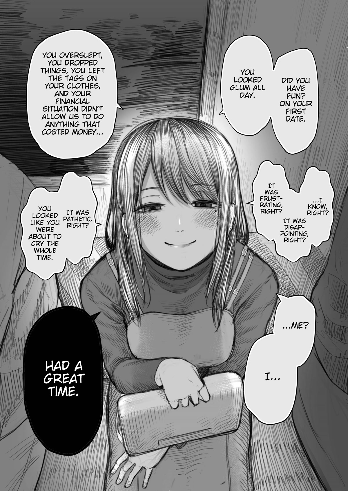 I Asked My First Girlfriend Why She Went Out with Me Chapter 5 page 1 - Chapter 5: The train ride home with the girlfriend who is dating a useless person.