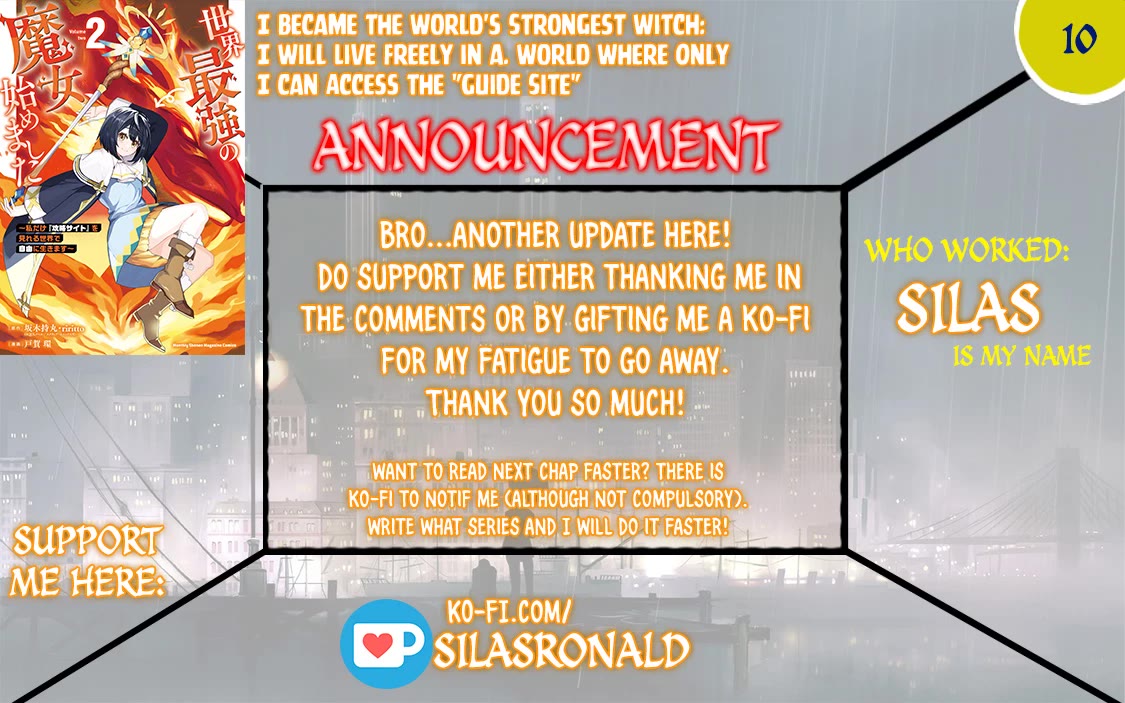 I Became the World's Strongest Witch: I Will Live Freely in a World Where Only I can Access the "Guide Site" Chapter 10 page 1 - Chapter 10