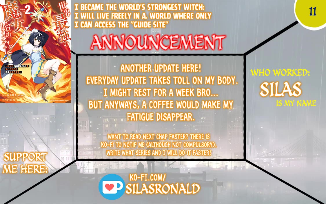 I Became the World's Strongest Witch: I Will Live Freely in a World Where Only I can Access the "Guide Site" Chapter 11 page 1 - Chapter 11