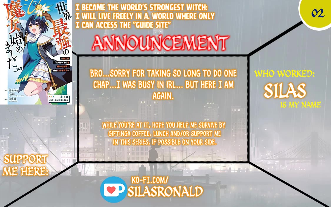I Became the World's Strongest Witch: I Will Live Freely in a World Where Only I can Access the "Guide Site" Chapter 2 page 1 - Chapter 2