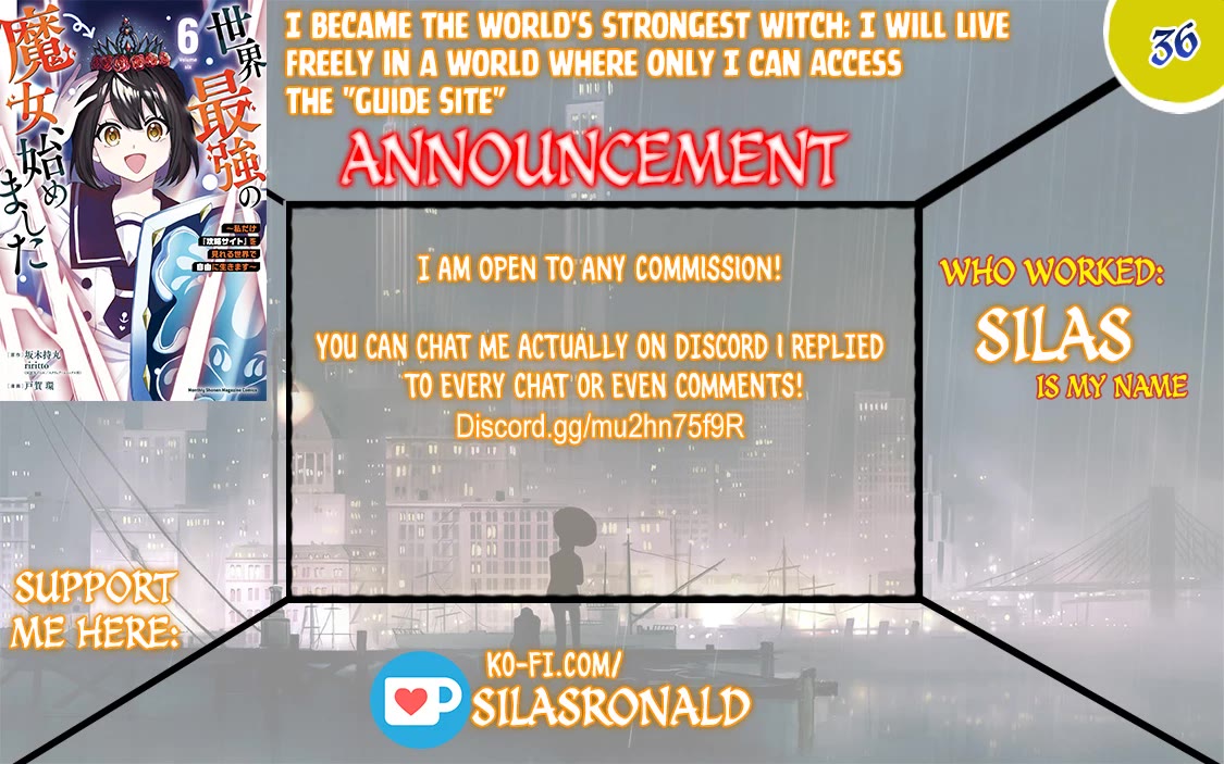 I Became the World's Strongest Witch: I Will Live Freely in a World Where Only I can Access the "Guide Site" Chapter 36 page 1 - Chapter 36