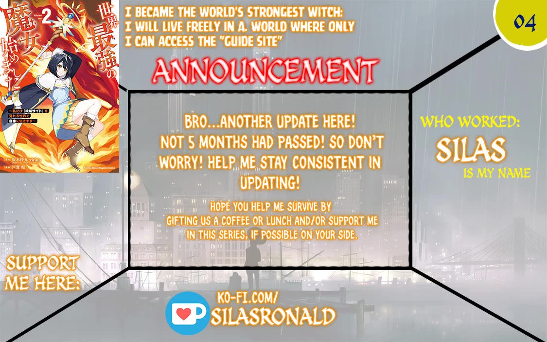 I Became the World's Strongest Witch: I Will Live Freely in a World Where Only I can Access the "Guide Site" Chapter 4 page 1 - Chapter 4