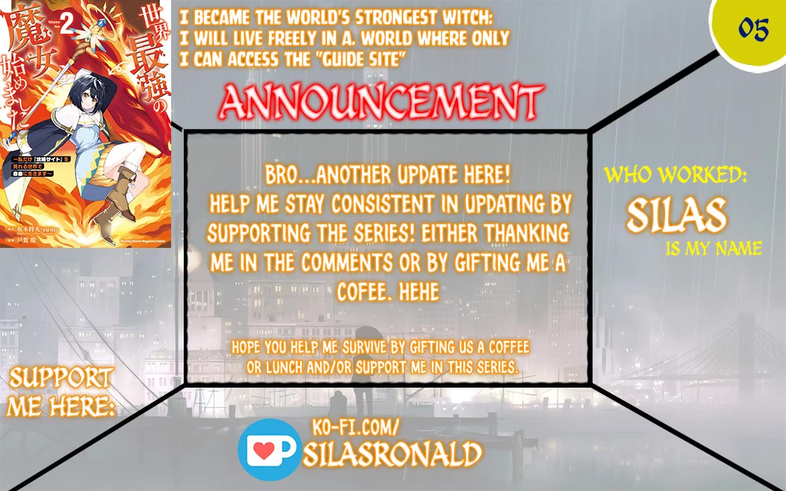 I Became the World's Strongest Witch: I Will Live Freely in a World Where Only I can Access the "Guide Site" Chapter 5 page 1 - Chapter 5