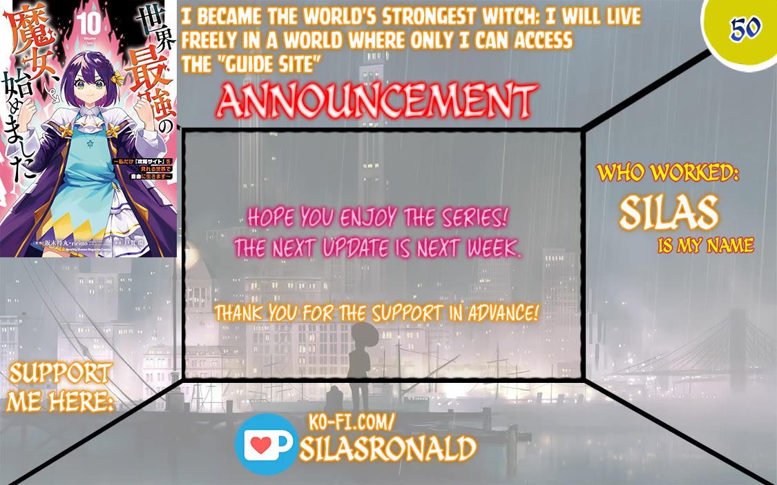 I Became the World's Strongest Witch: I Will Live Freely in a World Where Only I can Access the "Guide Site" Chapter 50 page 1 - Chapter 50