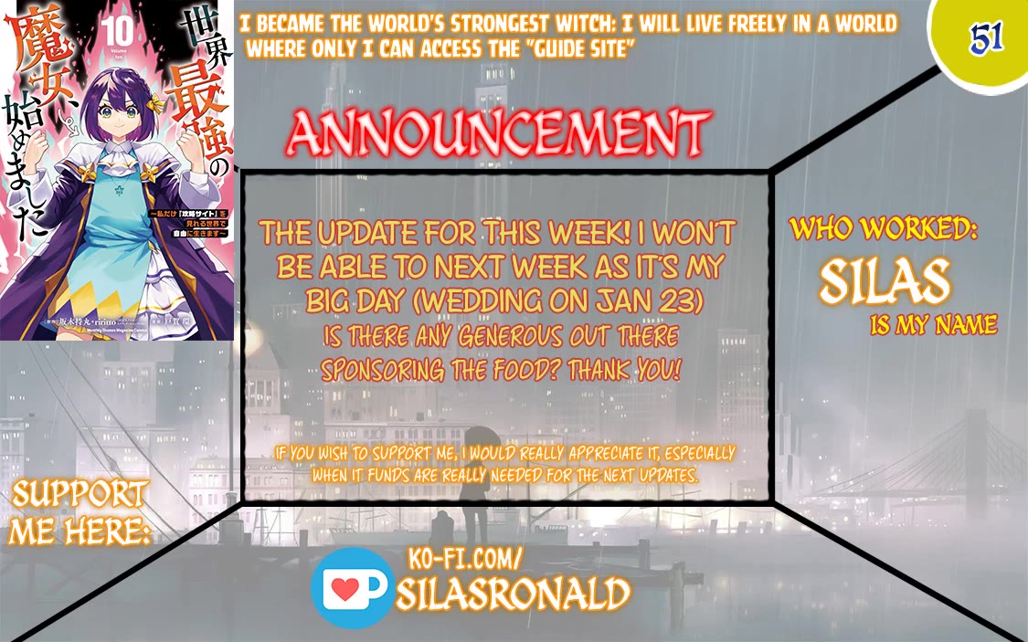 I Became the World's Strongest Witch: I Will Live Freely in a World Where Only I can Access the "Guide Site" Chapter 51 page 1 - Chapter 51