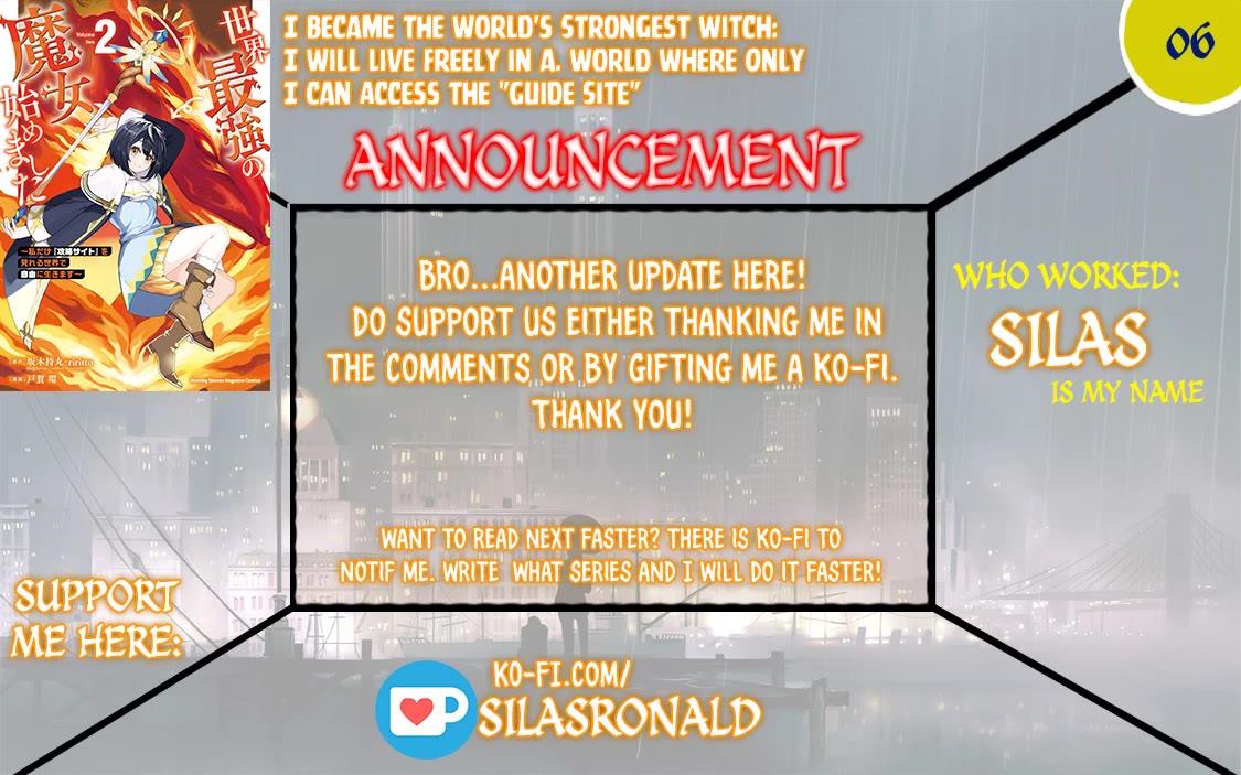 I Became the World's Strongest Witch: I Will Live Freely in a World Where Only I can Access the "Guide Site" Chapter 6 page 1 - Chapter 6