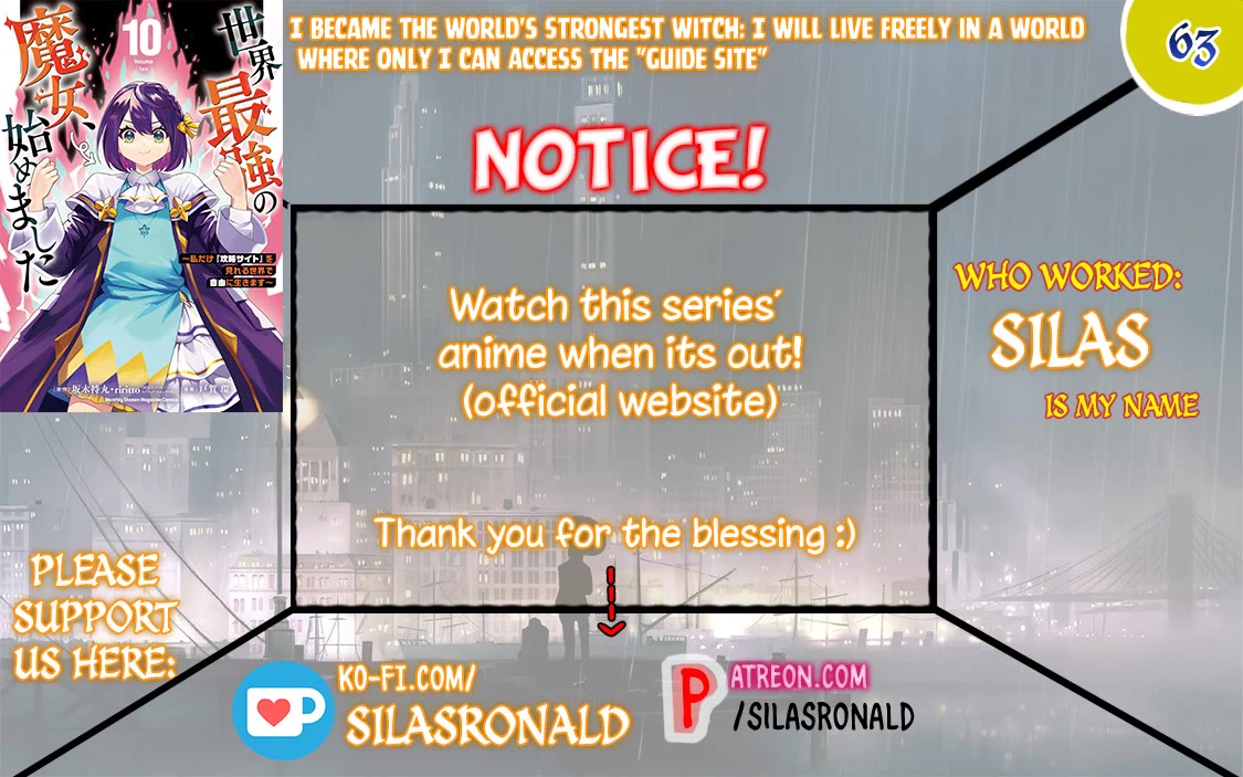 I Became the World's Strongest Witch: I Will Live Freely in a World Where Only I can Access the "Guide Site" Chapter 63 page 1 - Chapter 63
