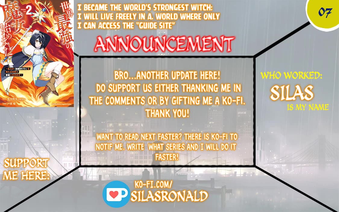 I Became the World's Strongest Witch: I Will Live Freely in a World Where Only I can Access the "Guide Site" Chapter 7 page 1 - Chapter 7