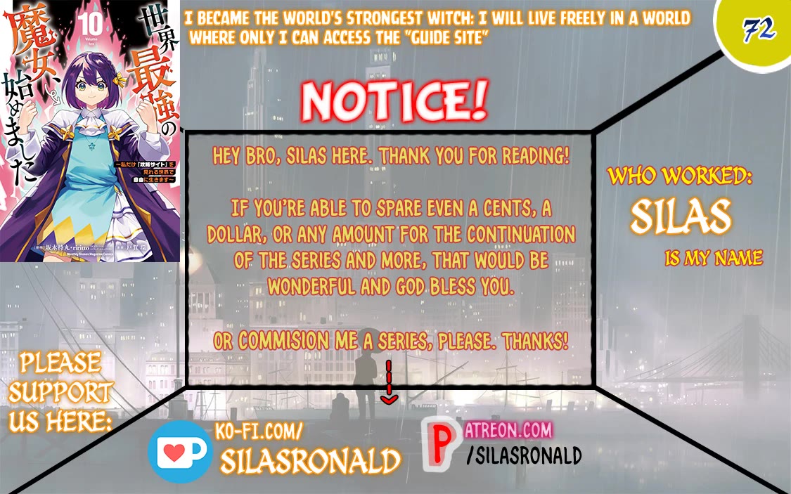 I Became the World's Strongest Witch: I Will Live Freely in a World Where Only I can Access the "Guide Site" Chapter 72 page 1 - Chapter 72