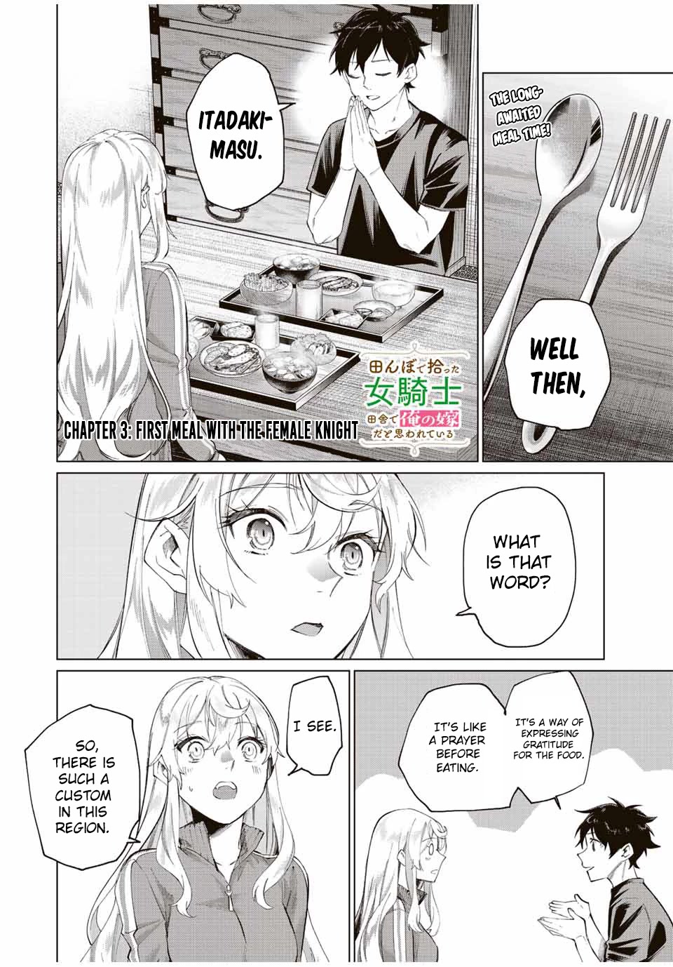 I Found a Female Knight in a Rice Field, in the Countryside They Think She’s My Wife Chapter 3 page 1 - Chapter 3: First Meal with the Female Knight