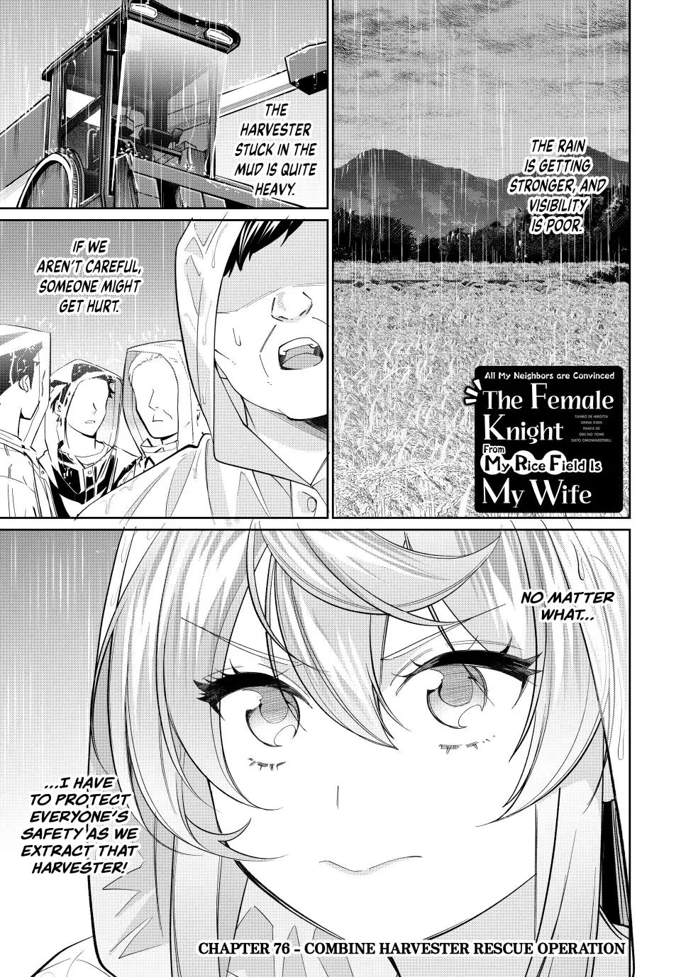 I Found a Female Knight in a Rice Field, in the Countryside They Think She’s My Wife Chapter 76 page 1 - Chapter 76: Combine Harvester Rescue Operation