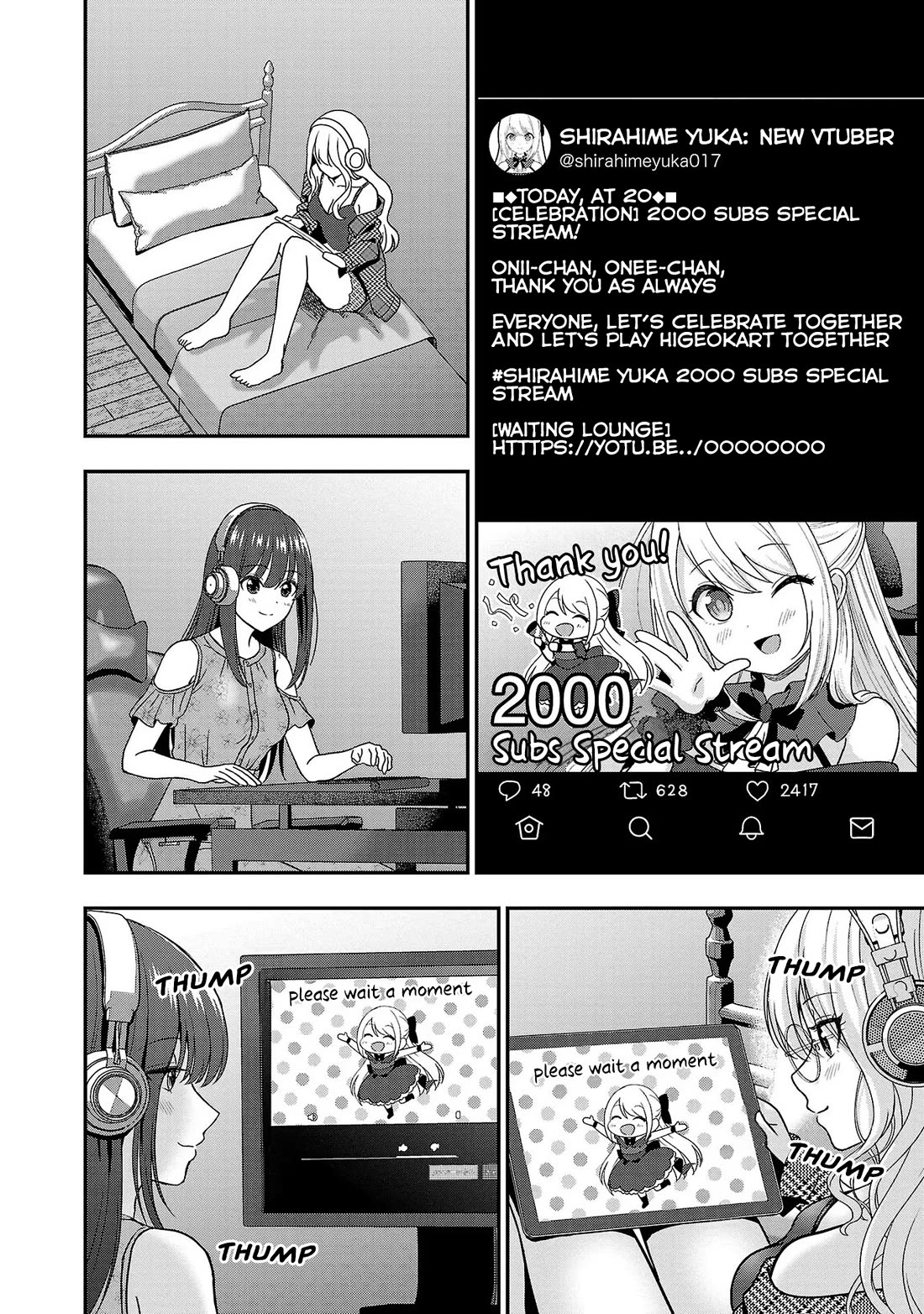 I was Heartbroken, So I Became a VTuber, But Then I Became Popular with the Older Ladies Chapter 8 page 10 - Chapter 8: 2000 subscribers Commemorative Stream (First half)