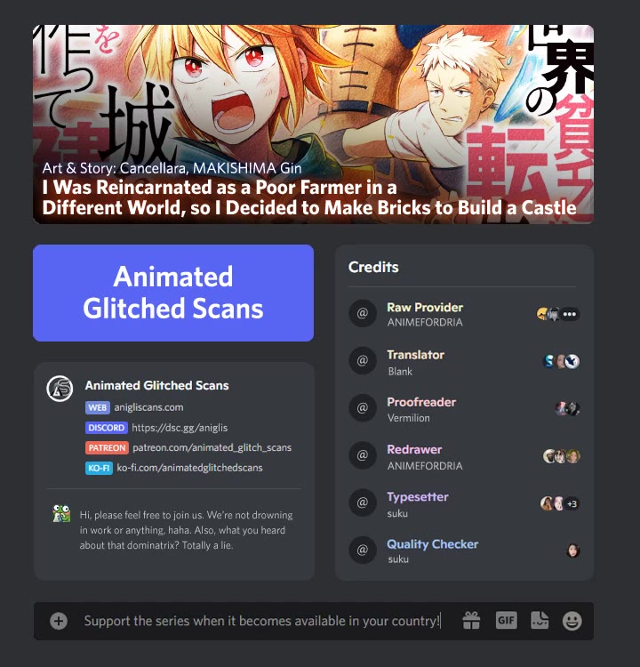 I  Was Reincarnated as a Poor Farmer in a Different World, so I Decided to Make Bricks to Build a Castle Chapter 24 page 1 - Chapter 24
