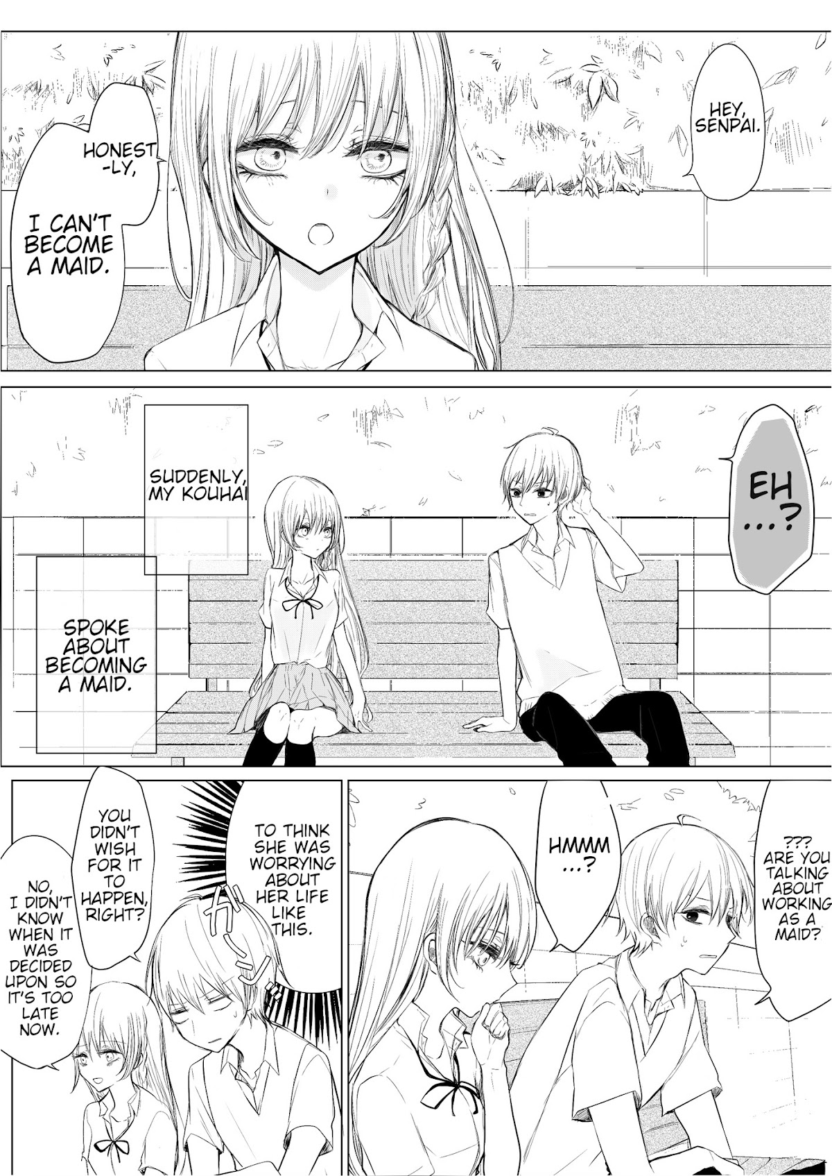 Ichizu de Bitch na Kouhai Chapter 6 page 1 - Chapter 6: The story of my flirtatious junior possibly becoming a maid.