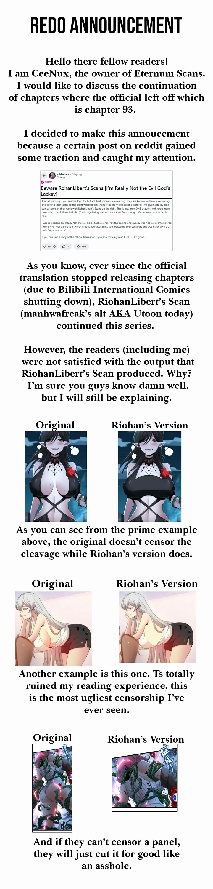 I'm Really Not the Evil God's Lackey Chapter 164.69 page 1 - Chapter 164.69: Redo Announcement!