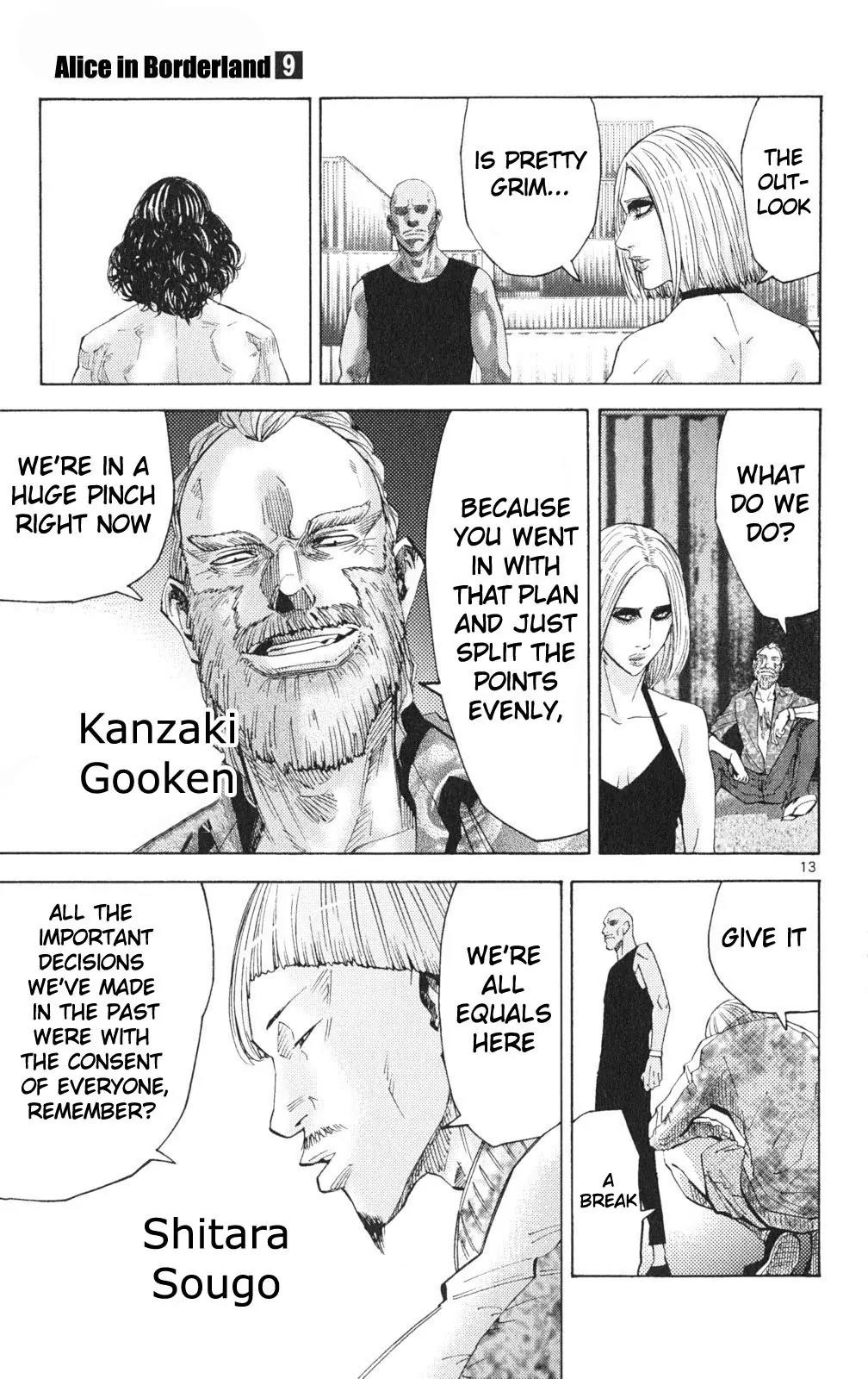 Imawa no Kuni no Alice Chapter 35 page 13 - Chapter 35: King of Clubs (3)