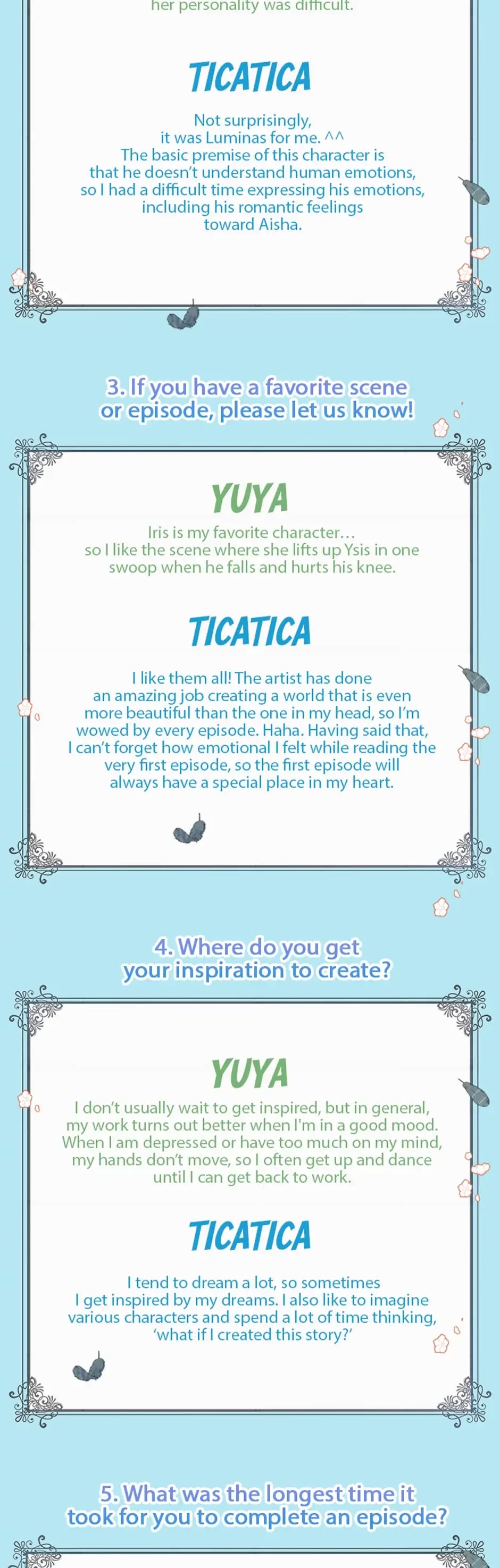 Into the Light Once Again Chapter 46.5 page 5 - Creator Q&A