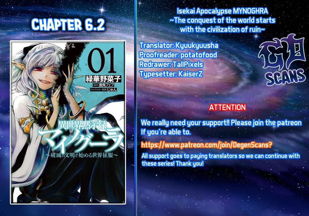 Isekai Apocalypse MYNOGHRA ~The Conquest of the World Starts With the Civilization of Ruin~ Chapter 6.2 page 1 - Chapter 6.2