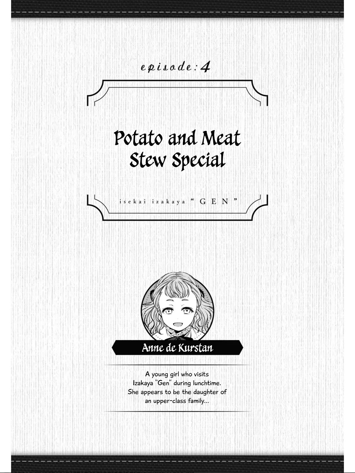 Isekai Izakaya "Gen" Chapter 4 page 2 - Chapter 4: Potato and Meat Stew Special