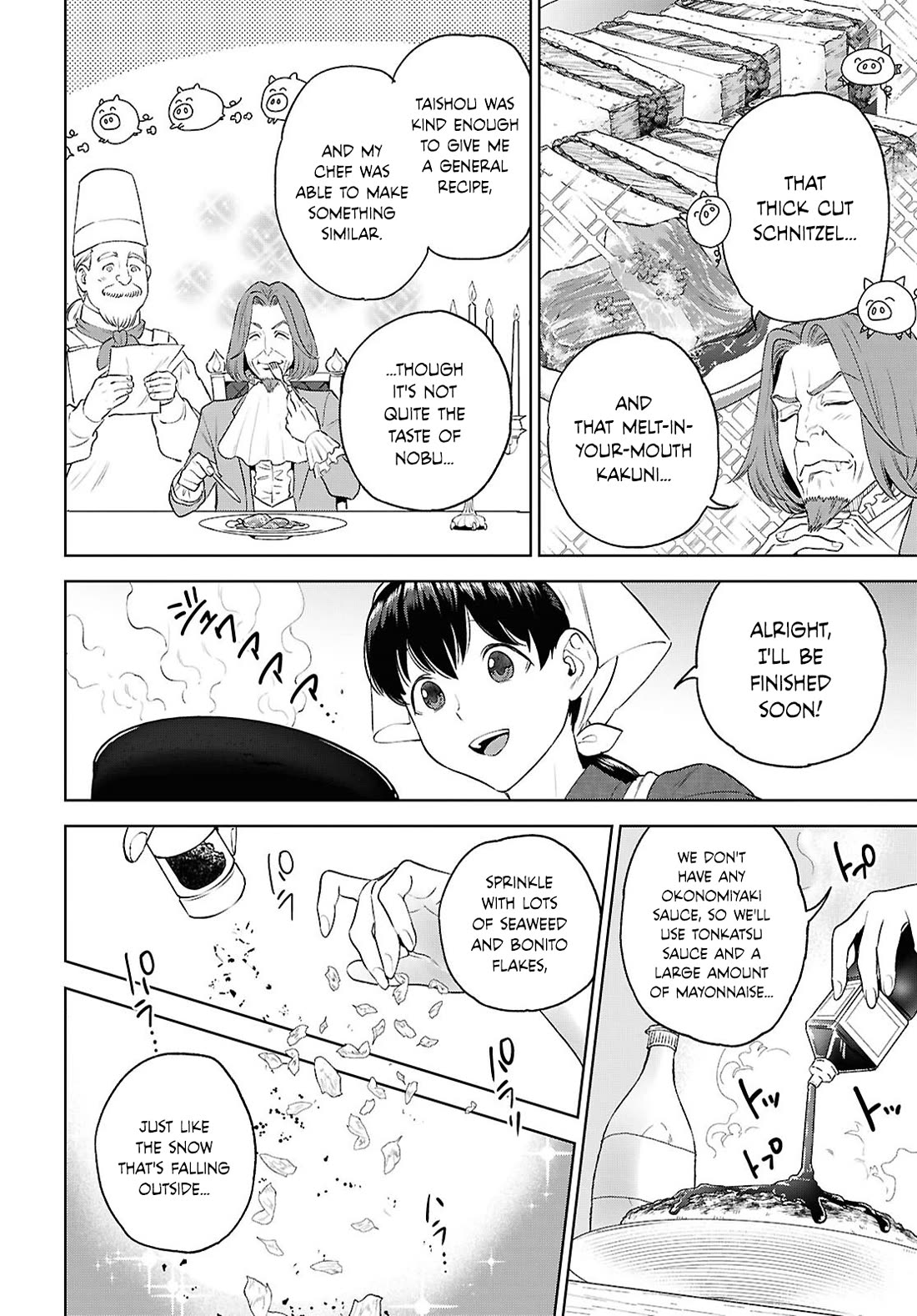 Isekai Izakaya "Nobu" Chapter 136 page 14 - Chapter 136: Snow and Okonomiyaki