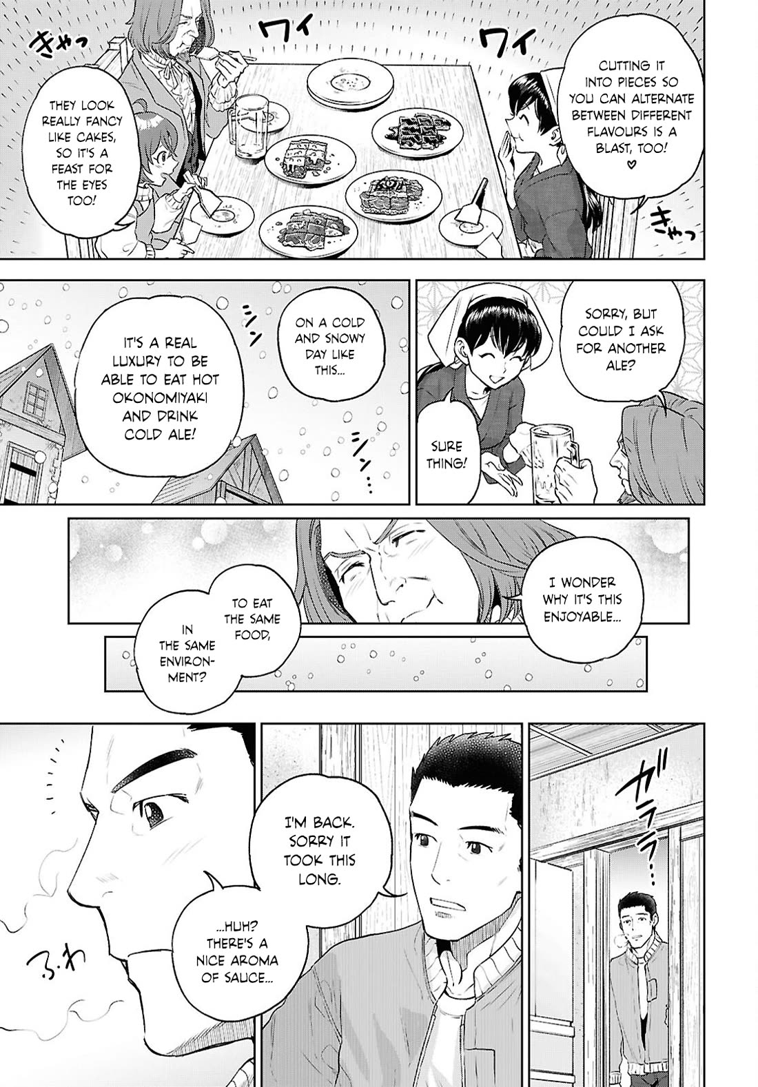 Isekai Izakaya "Nobu" Chapter 136 page 27 - Chapter 136: Snow and Okonomiyaki