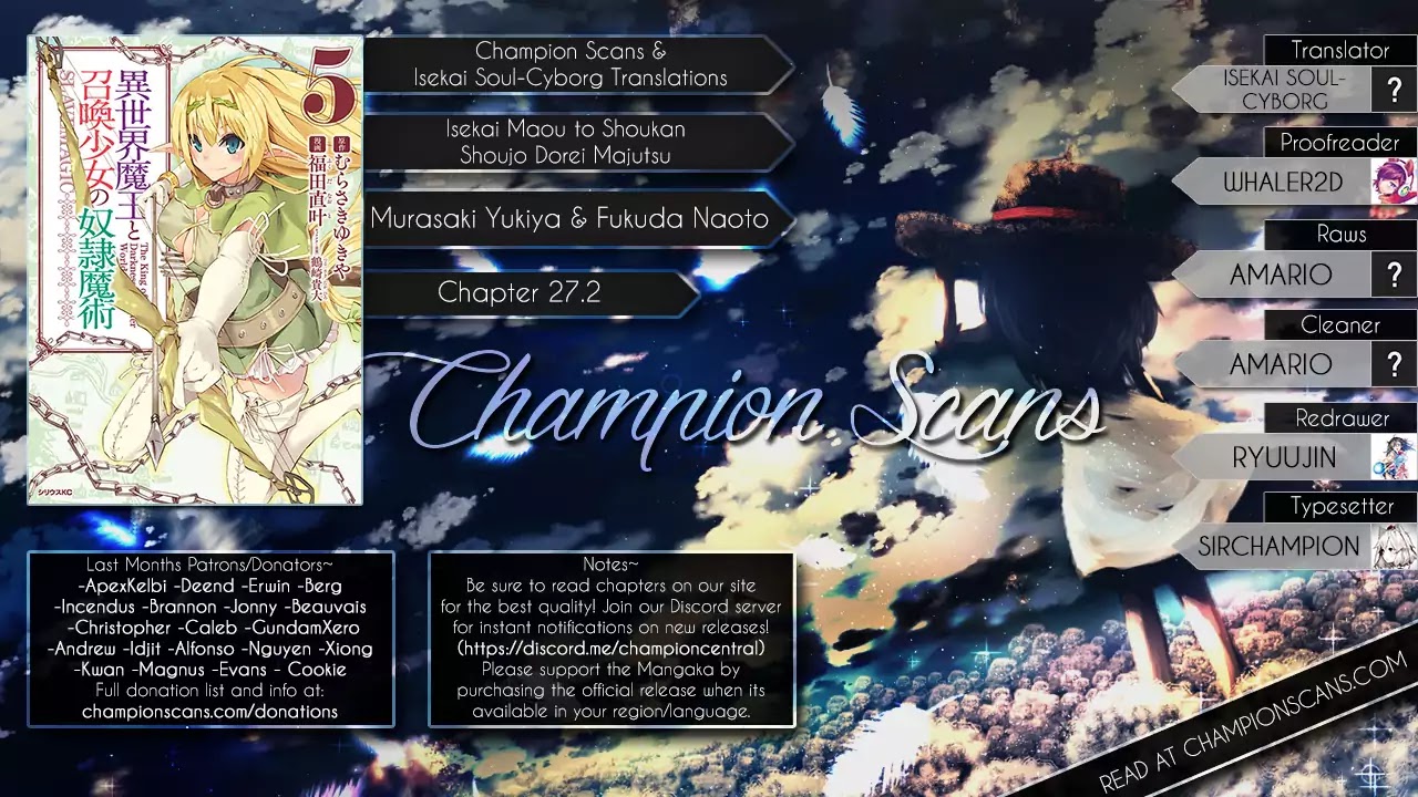Isekai Maou to Shoukan Shoujo Dorei Majutsu Chapter 27.2 page 1 - Chapter 27.2: Trying Out Undoing the Seal II (2)