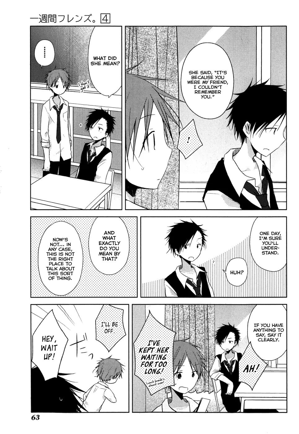 Isshuukan Friends Chapter 18 page 14 - Chapter 18: A Burden's Rhapsody