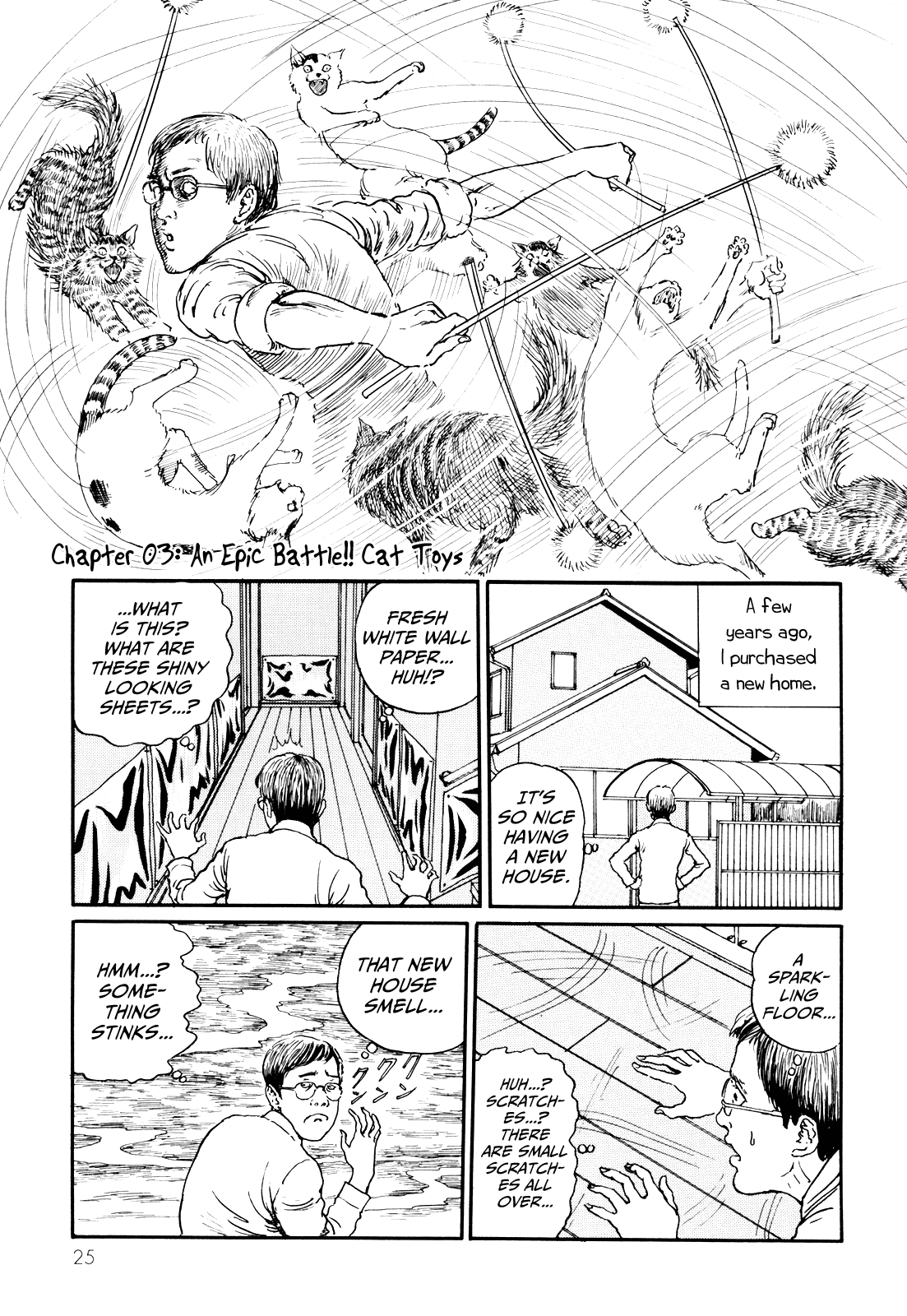 Itou Junji no Neko Nikki: Yon & Mu Chapter 3 page 1 - Chapter 3: An Epic Battle!! Cat Toys