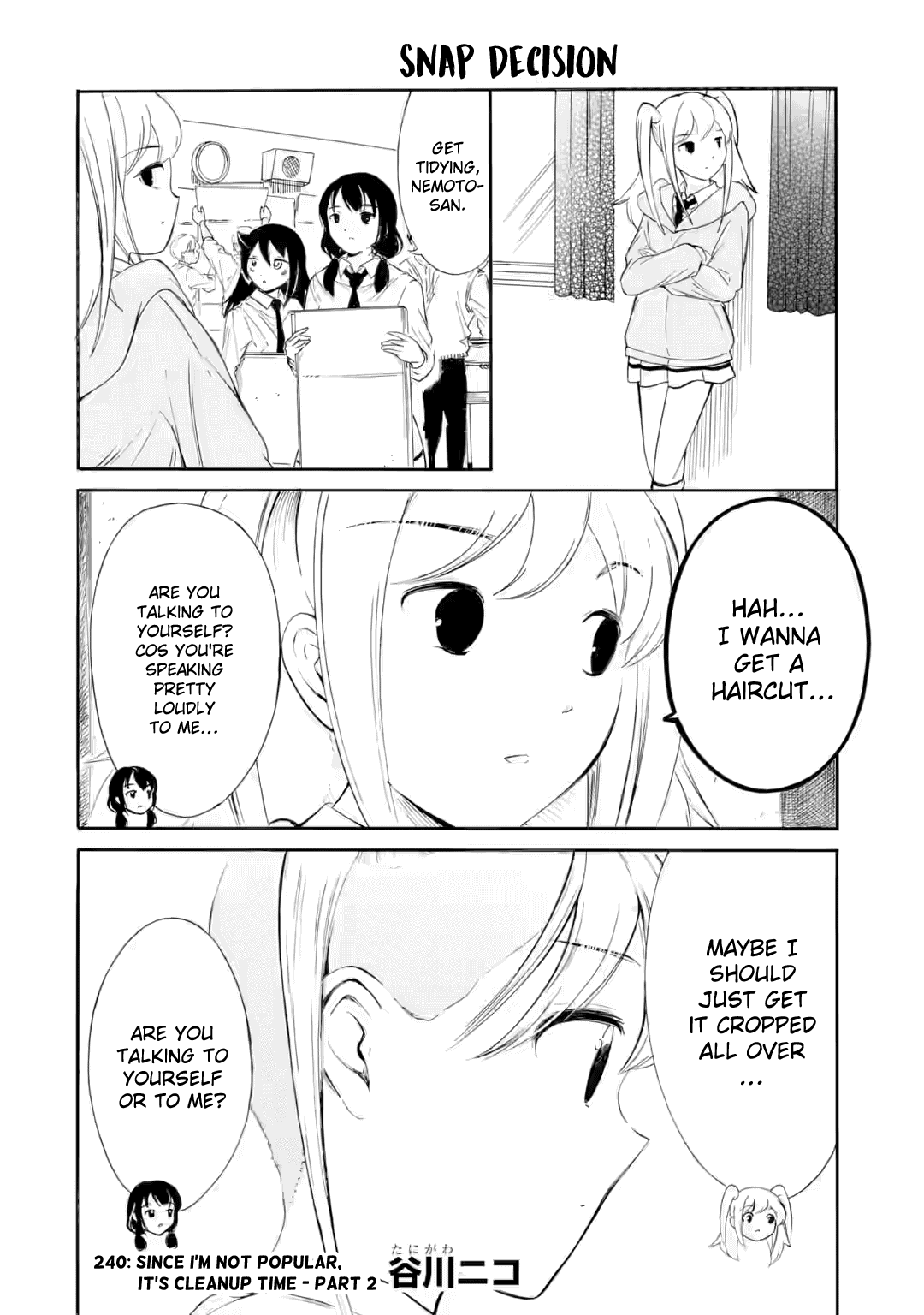It's Not My Fault That I'm Not Popular! Chapter 240.1 page 1 - Chapter 240.1: Since I'm Not Popular, It's Cleanup Time (Part 2)