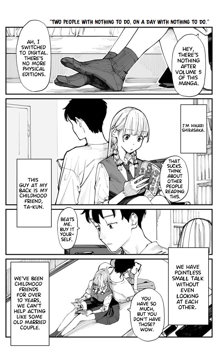 It's Quite Late, but I've Fallen in Love with My Childhood Friend Chapter 1 page 1 - Chapter 1: Two people with nothing to do, on a day with nothing to do.