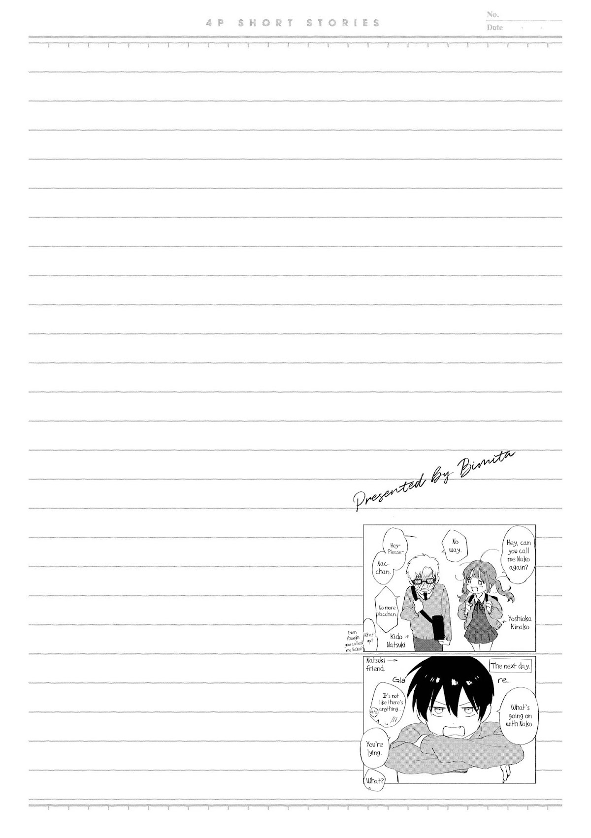 “It’s too precious and hard to read !!” 4P Short Stories Chapter 15 page 6 - Chapter 15: NatsuNako [by Bimita]